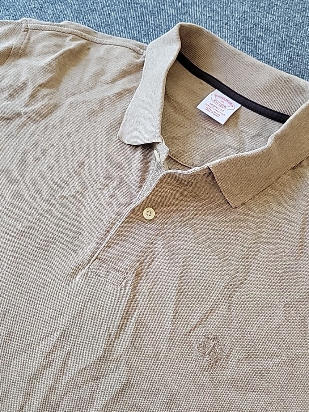 Brooks Brothers Polo Shirt Men's XL Brown Performance Cotton Knit Casual Preppy
